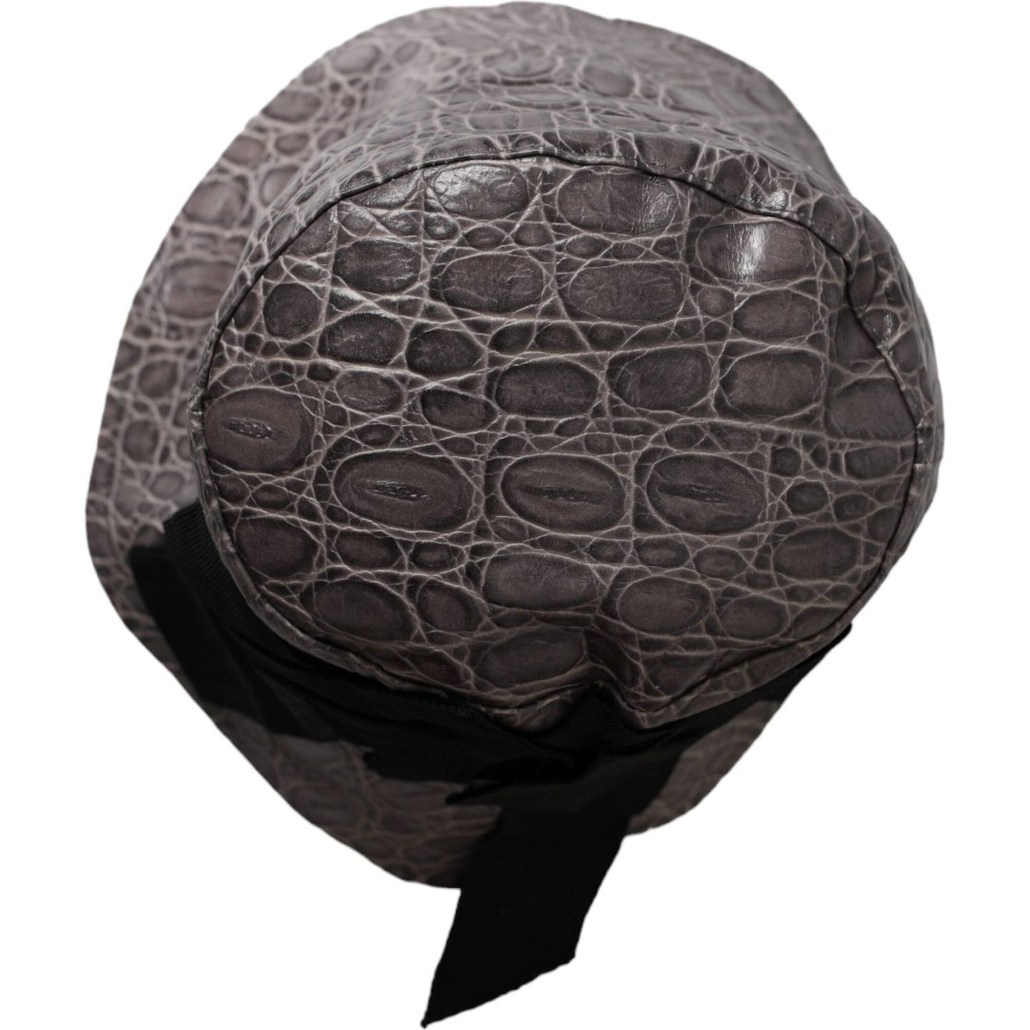 Dolce & Gabbana Black Gray Patterned Leather Bucket Hat Dolce & Gabbana