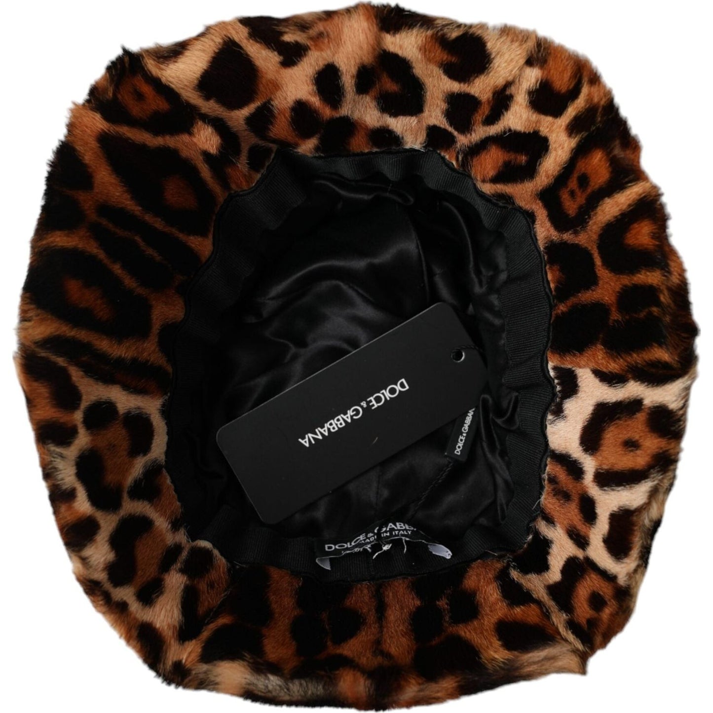 Dolce & Gabbana Brown Leopard Fur Women Bucket Hat Dolce & Gabbana