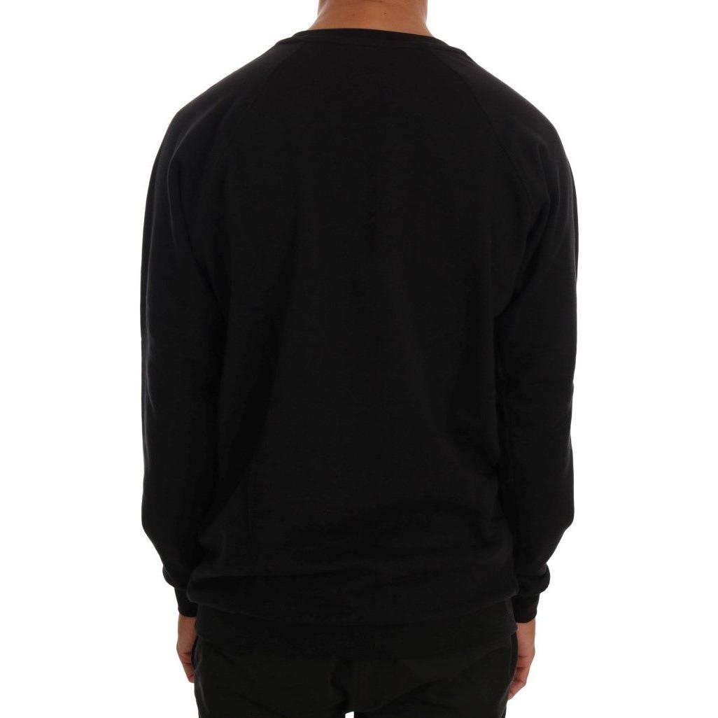 Daniele Alessandrini Elegant Black Cotton Crewneck Sweater Daniele Alessandrini