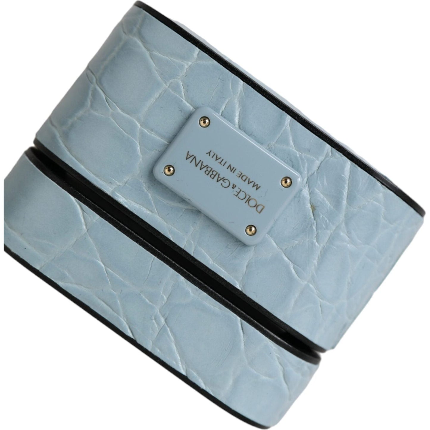 Dolce & Gabbana Light Blue Leather Metal Logo Plaque Airpods Case Dolce & Gabbana