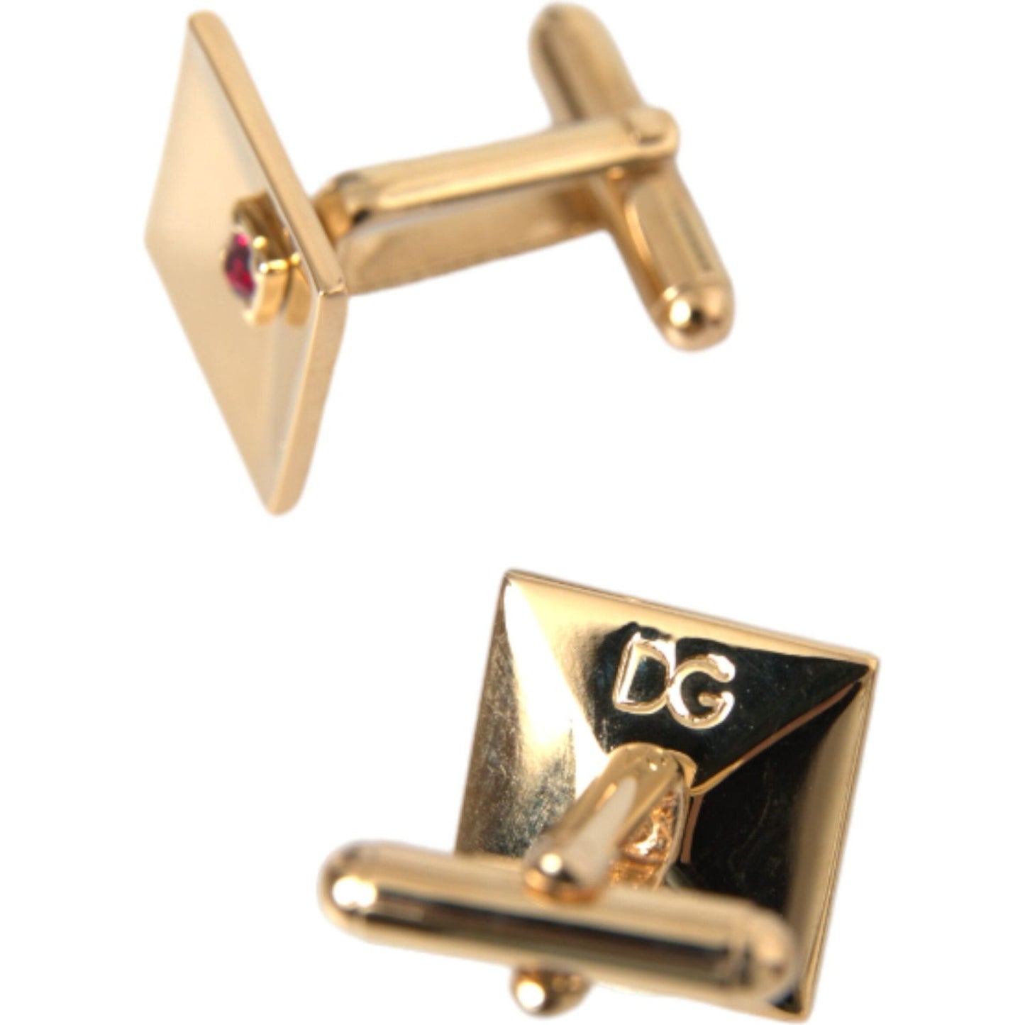 Dolce & Gabbana Gold Plated Brass Crystal Square Pin Cufflinks Dolce & Gabbana