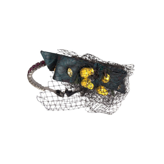 Dolce & Gabbana Black Lemons Sicily Purple Crystal Net Headband Diadem