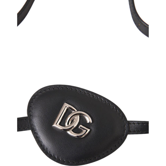 Dolce & Gabbana Black Calfskin Leather Metal DG Logo Eye Patch Dolce & Gabbana