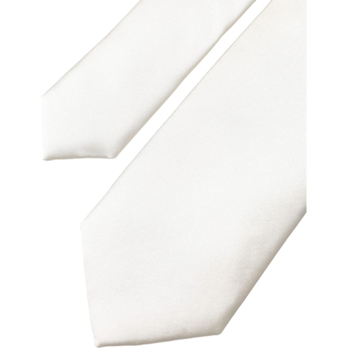 Dolce & Gabbana White Solid 100% Silk Adjustable Tie Dolce & Gabbana