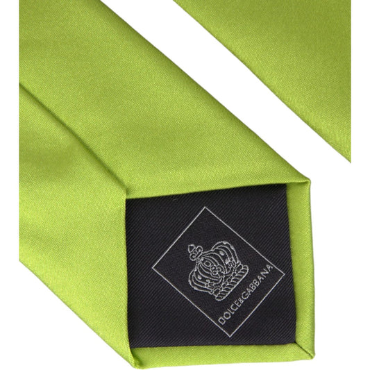 Dolce & Gabbana Green Solid Silk Adjustable Tie Men Dolce & Gabbana