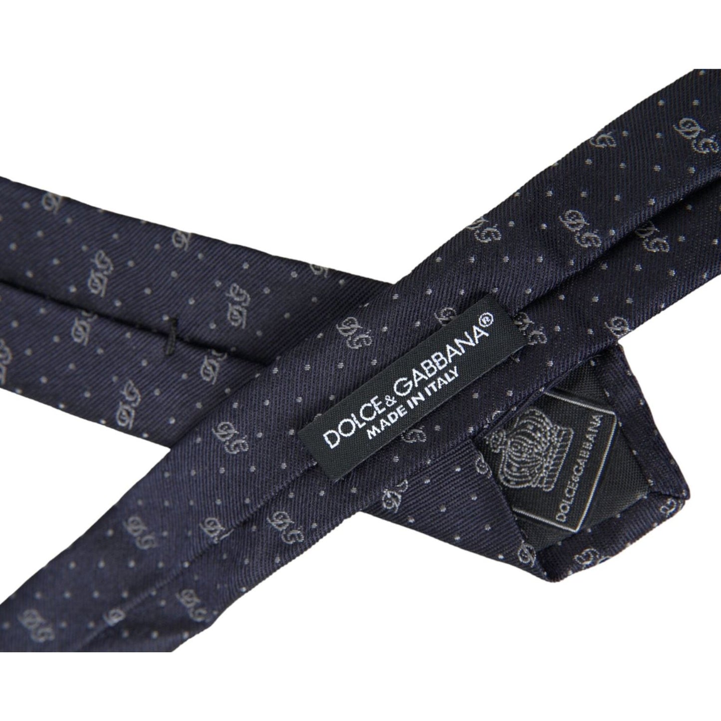 Dolce & Gabbana Blue DG Logo 100% Silk Adjustable Tie Dolce & Gabbana