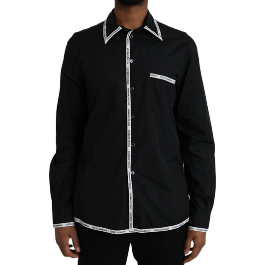 Dolce & Gabbana Black Collared Long Sleeve Cotton Casual Shirt Dolce & Gabbana