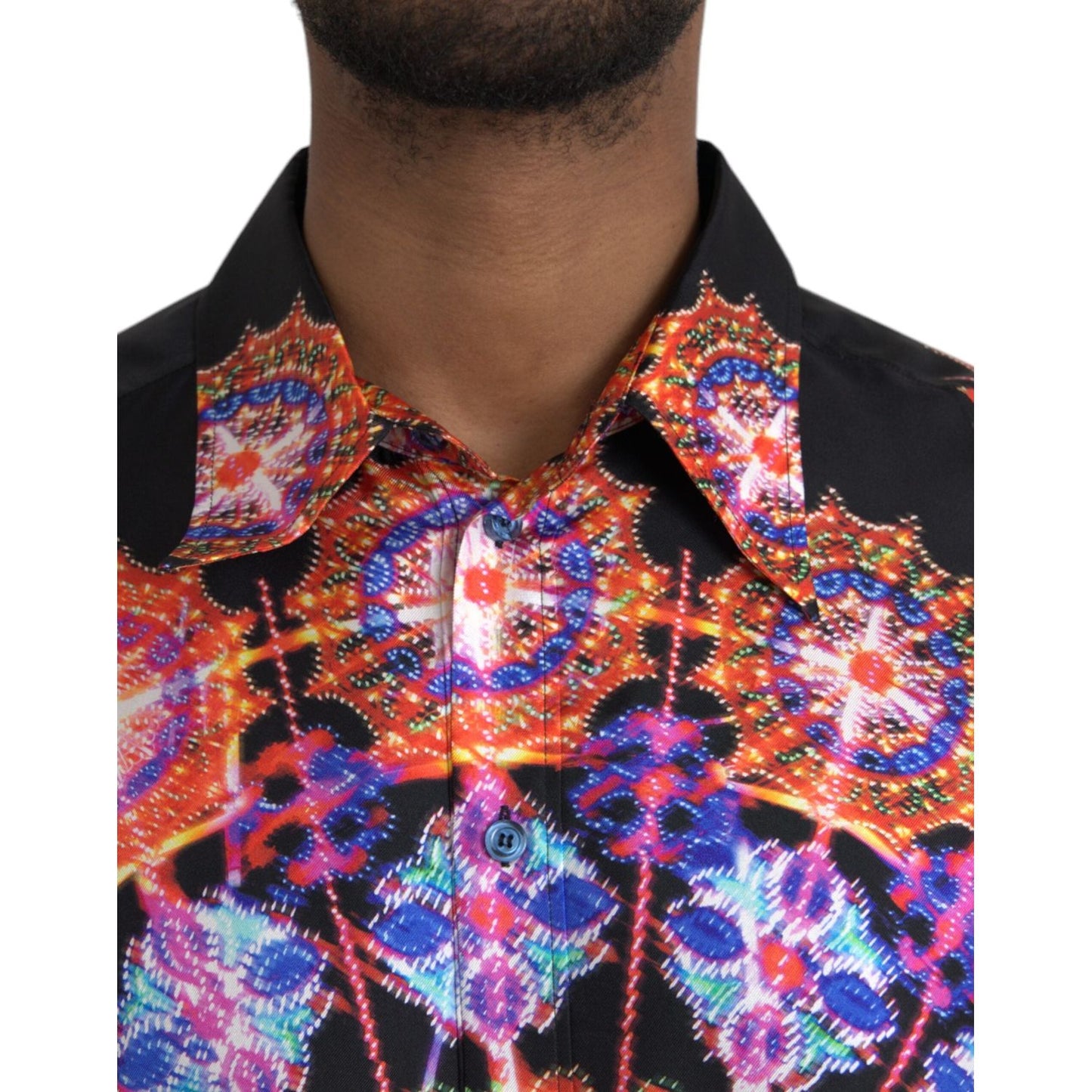 Dolce & Gabbana Multicolor Luminarie Silk Men Casual Shirt Dolce & Gabbana