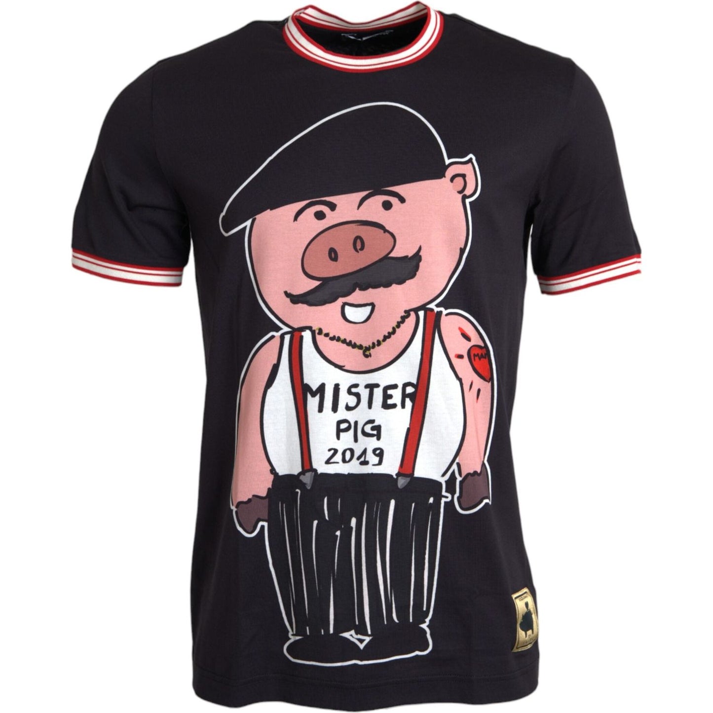 Dolce & Gabbana Black Cotton 2019 Year of the Pig T-shirt Dolce & Gabbana