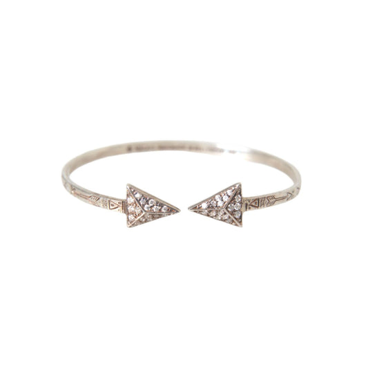 Nialaya Arrow Crystal 925 Silver Bangle Bracelet Women