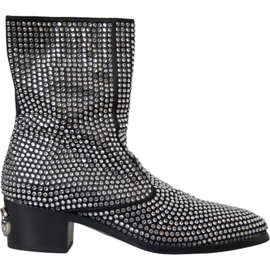 Dolce & Gabbana Black Rhinestone Crystal Chelsea Boots Shoes Dolce & Gabbana