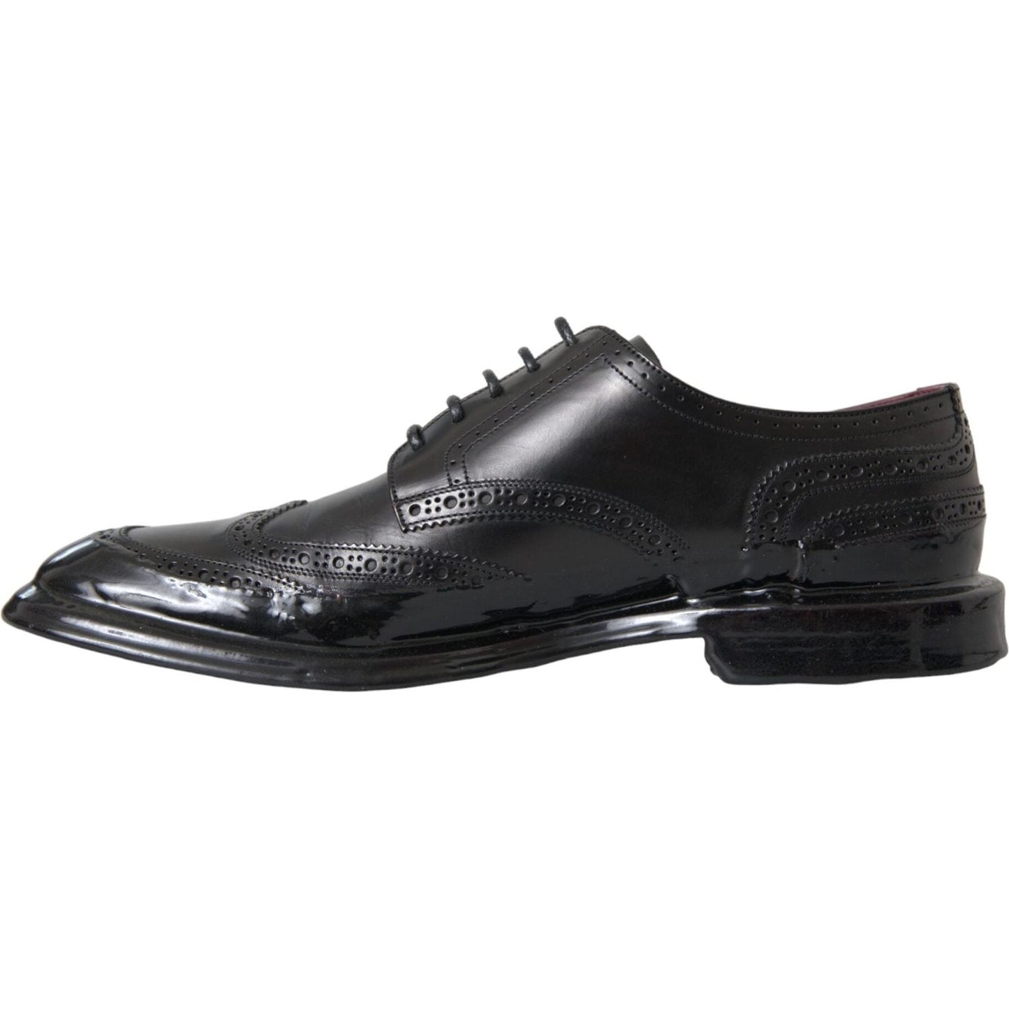 Dolce & Gabbana Black Leather Oxford Wingtip Formal Men Shoes Dolce & Gabbana