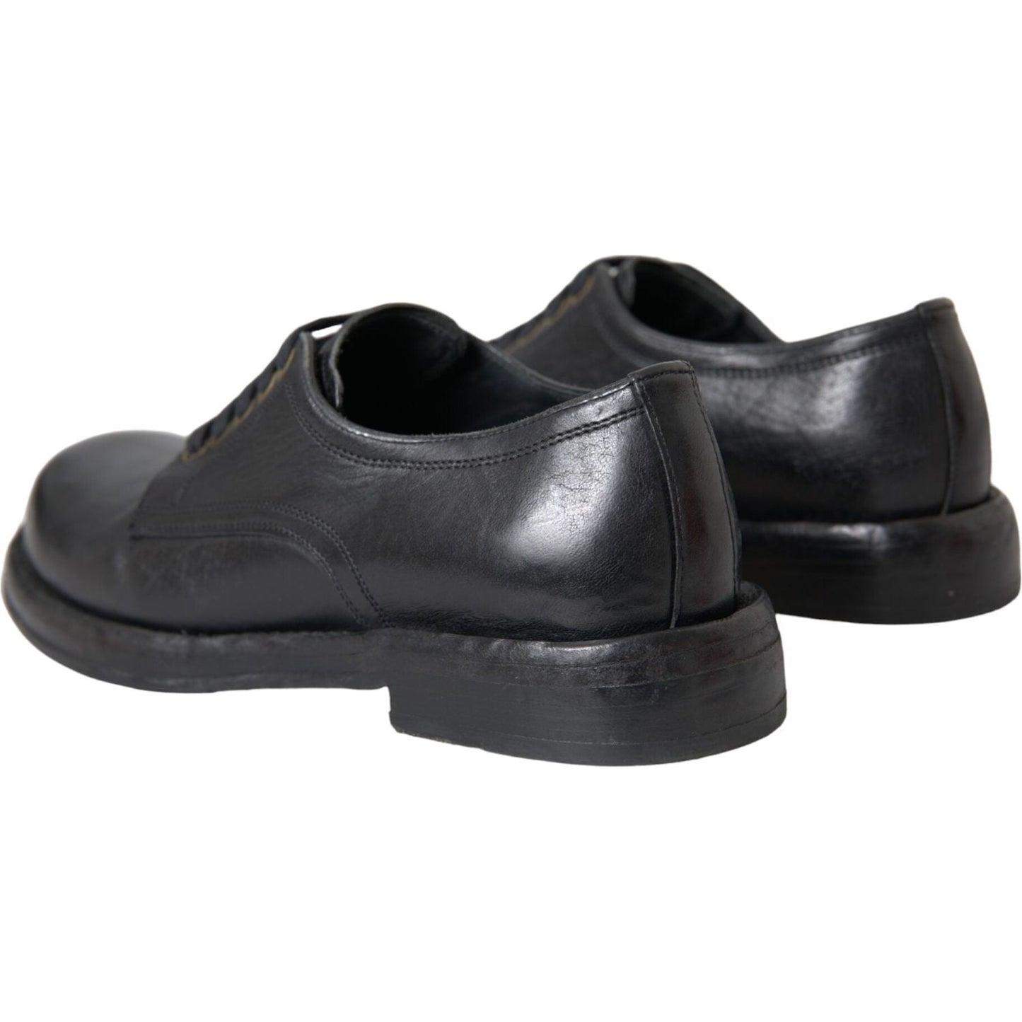 Dolce & Gabbana Black Horse Leather Derby Men Dress Shoes Dolce & Gabbana