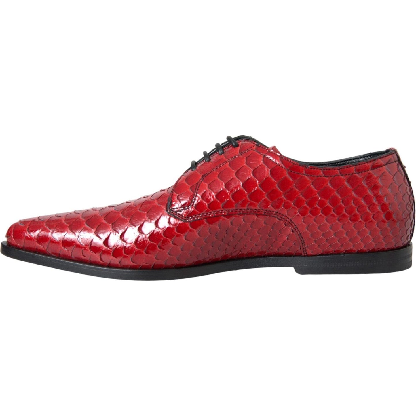 Dolce & Gabbana Red Textured Varnished Derby Men Formal Shoes Dolce & Gabbana