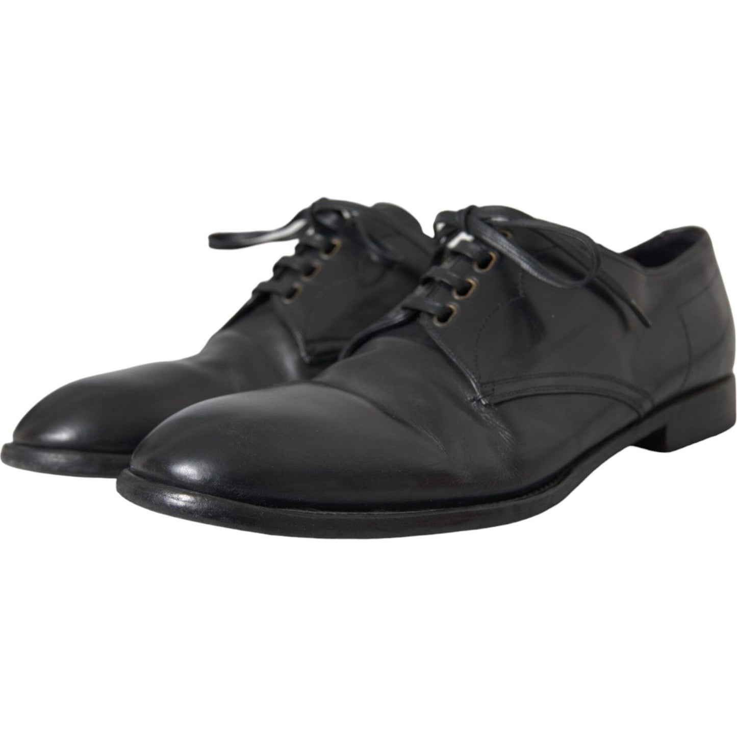 Dolce & Gabbana Black Leather Derby Formal Dress Men Shoes Dolce & Gabbana