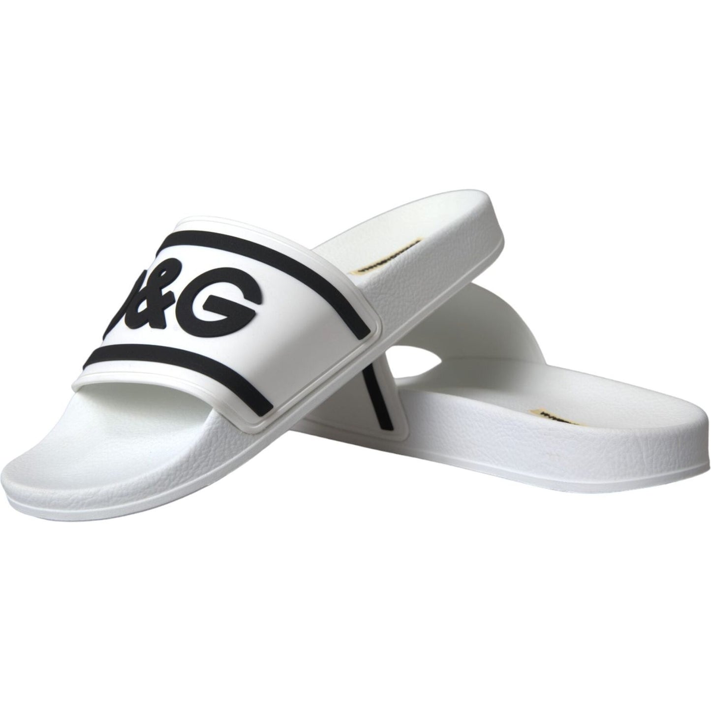 Dolce & Gabbana White Black Sandals Rubber Beachwear Shoes Dolce & Gabbana