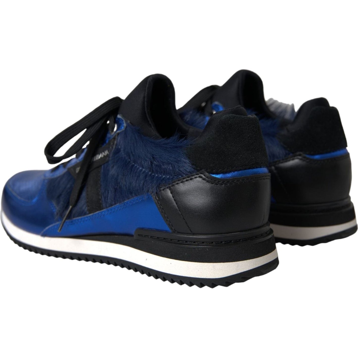 Dolce & Gabbana Blue Black Calf Hair Leather Sneakers Shoes Dolce & Gabbana