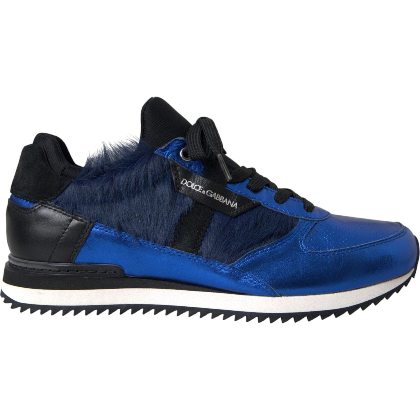 Dolce & Gabbana Blue Black Calf Hair Leather Sneakers Shoes Dolce & Gabbana