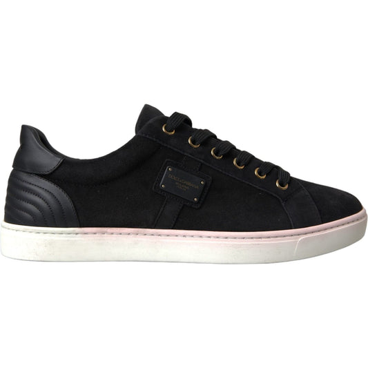 Dolce & Gabbana Black Suede Leather Men Low Top Sneakers Men Shoes Dolce & Gabbana