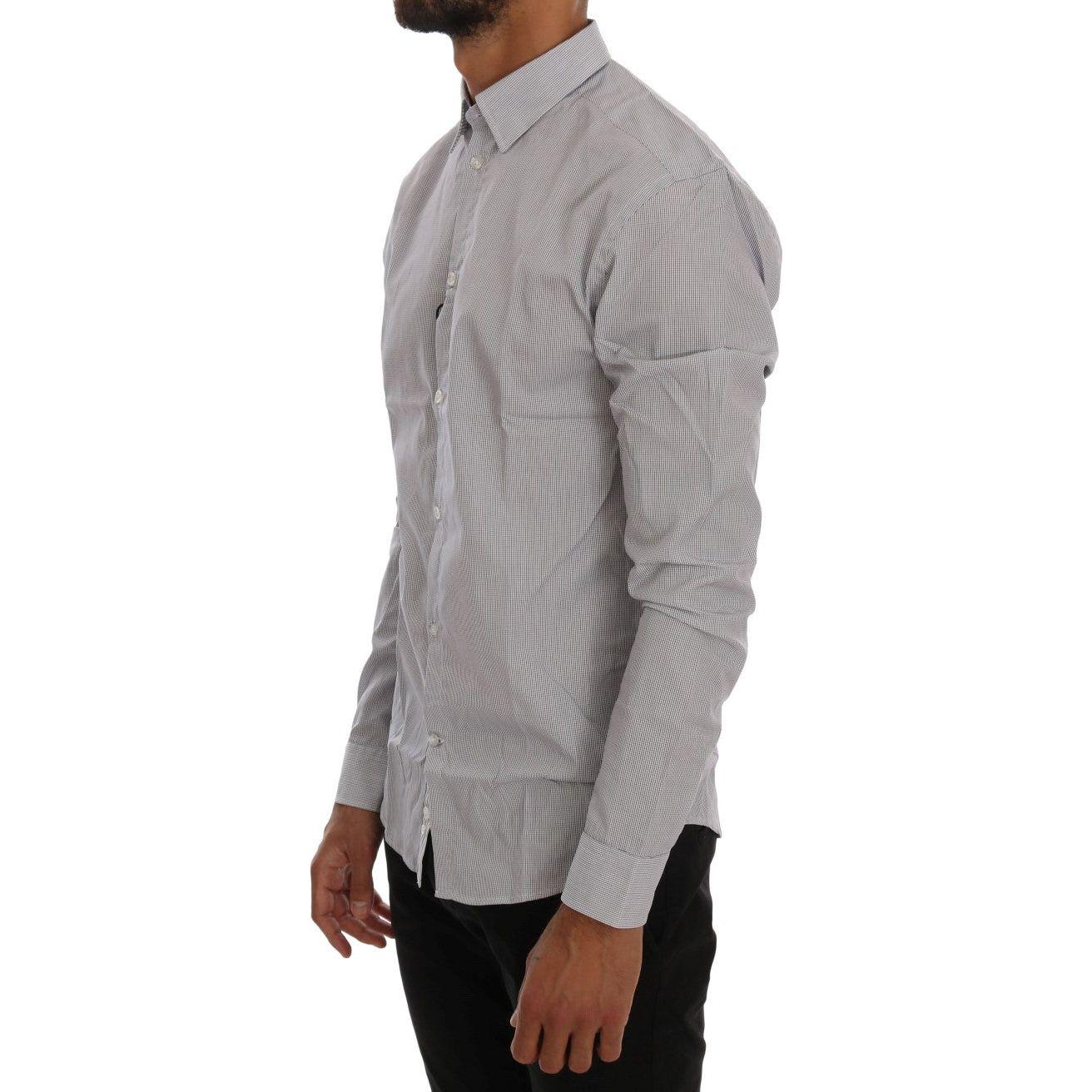 Frankie Morello White Blue Check Casual Cotton Regular Fit Shirt