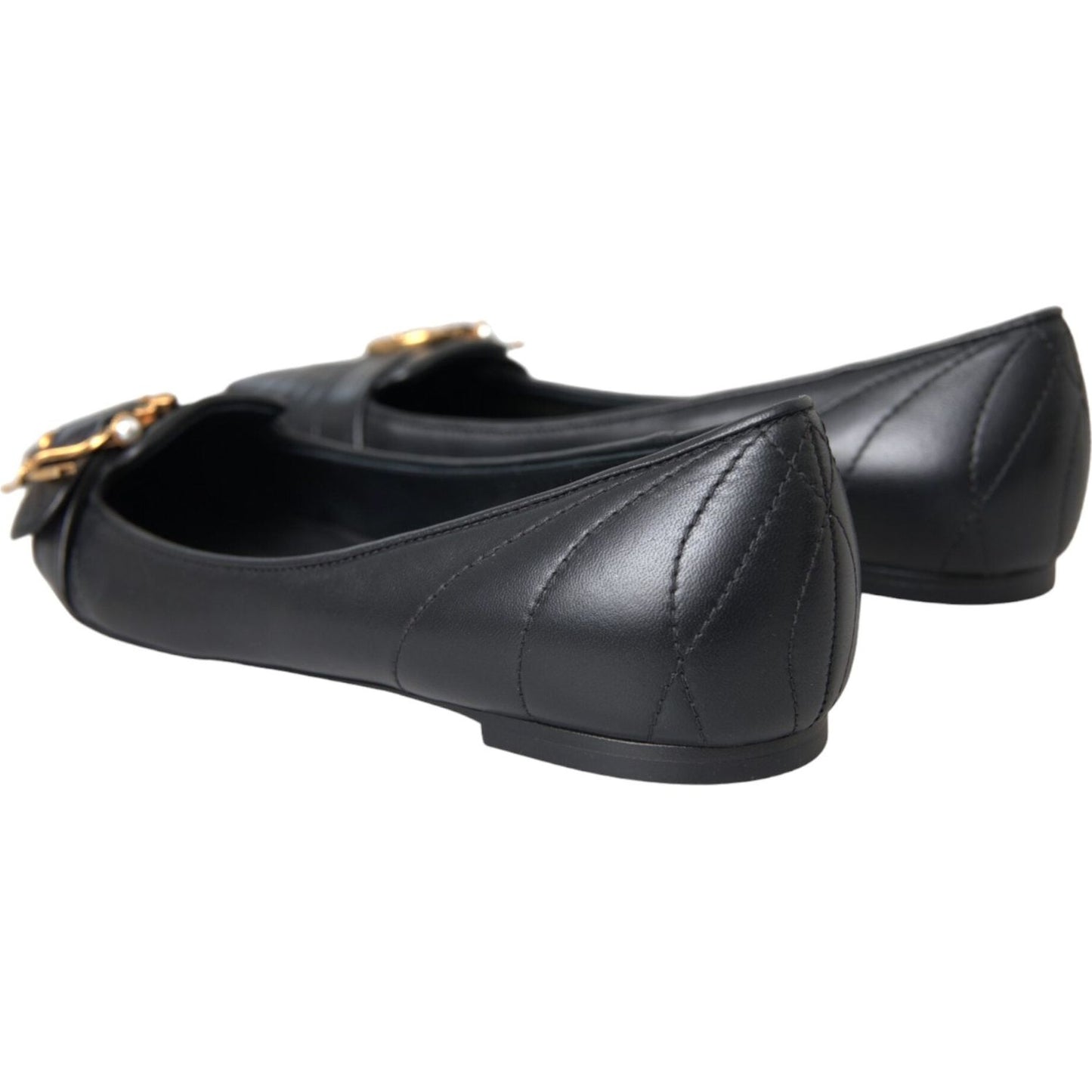 Dolce & Gabbana Black Devotion Leather Pointy Flats Shoes Dolce & Gabbana