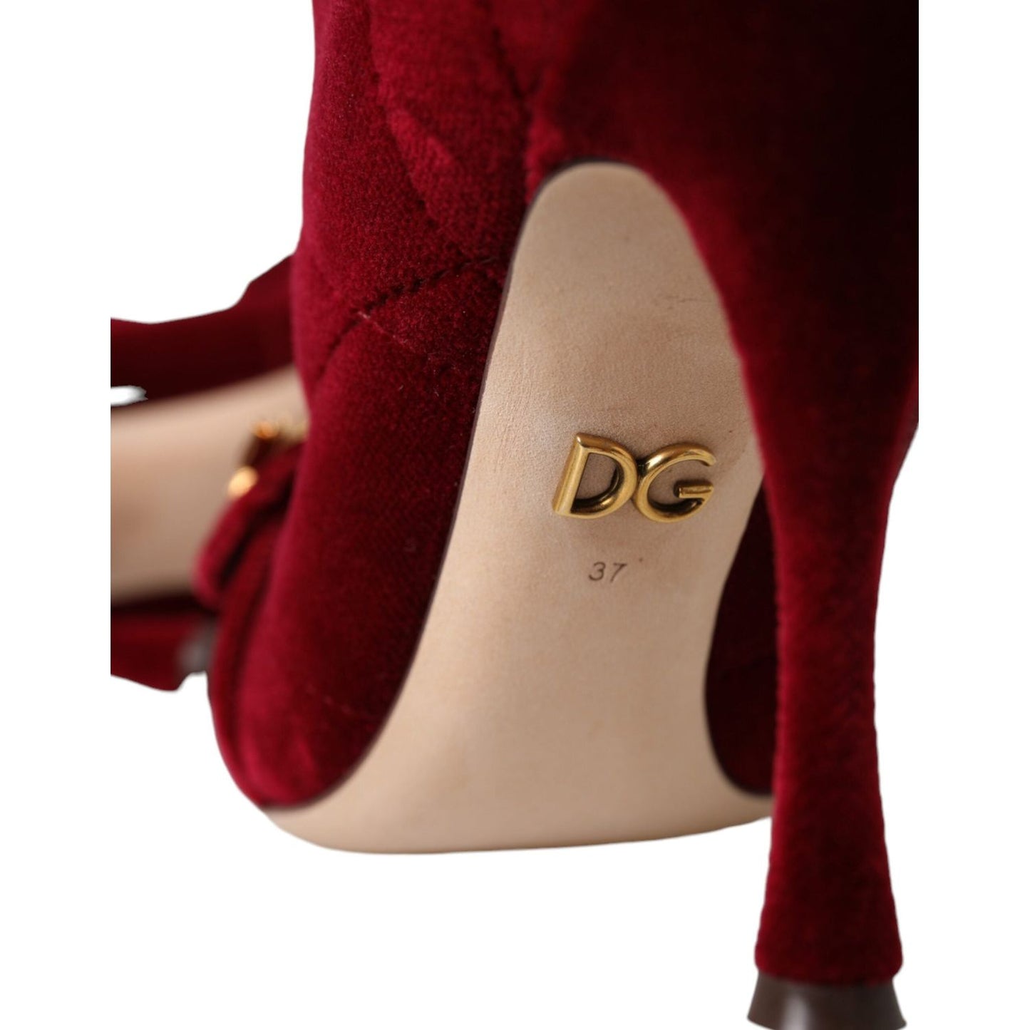 Dolce & Gabbana Dark Red Velvet Devotion Buckle Boots Shoes Dolce & Gabbana