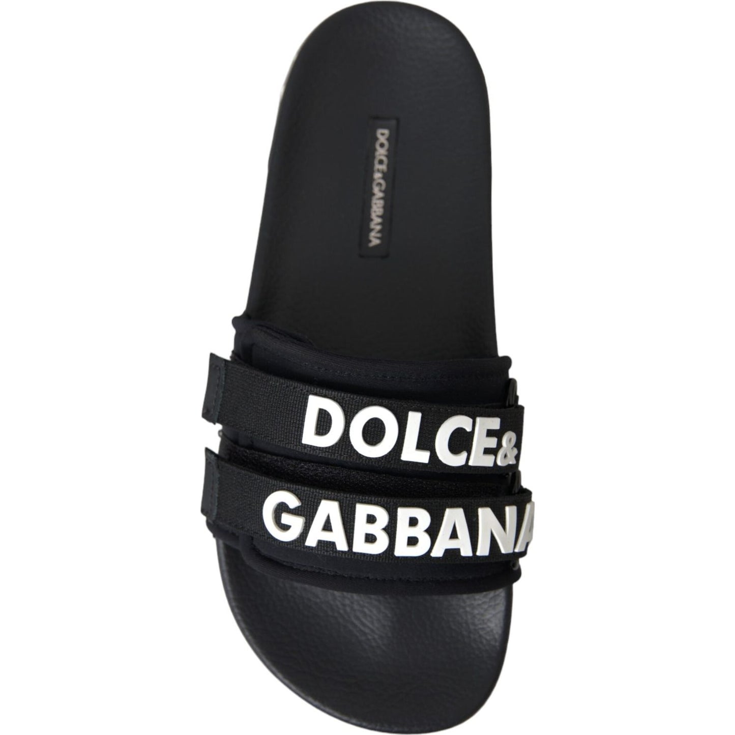 Dolce & Gabbana Black Logo Beachwear Flats Sandals Shoes Dolce & Gabbana