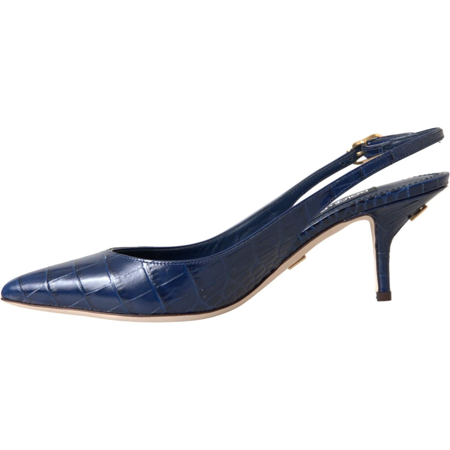 Dolce & Gabbana Dark Blue Croc Leather Slingbacks Shoes Dolce & Gabbana