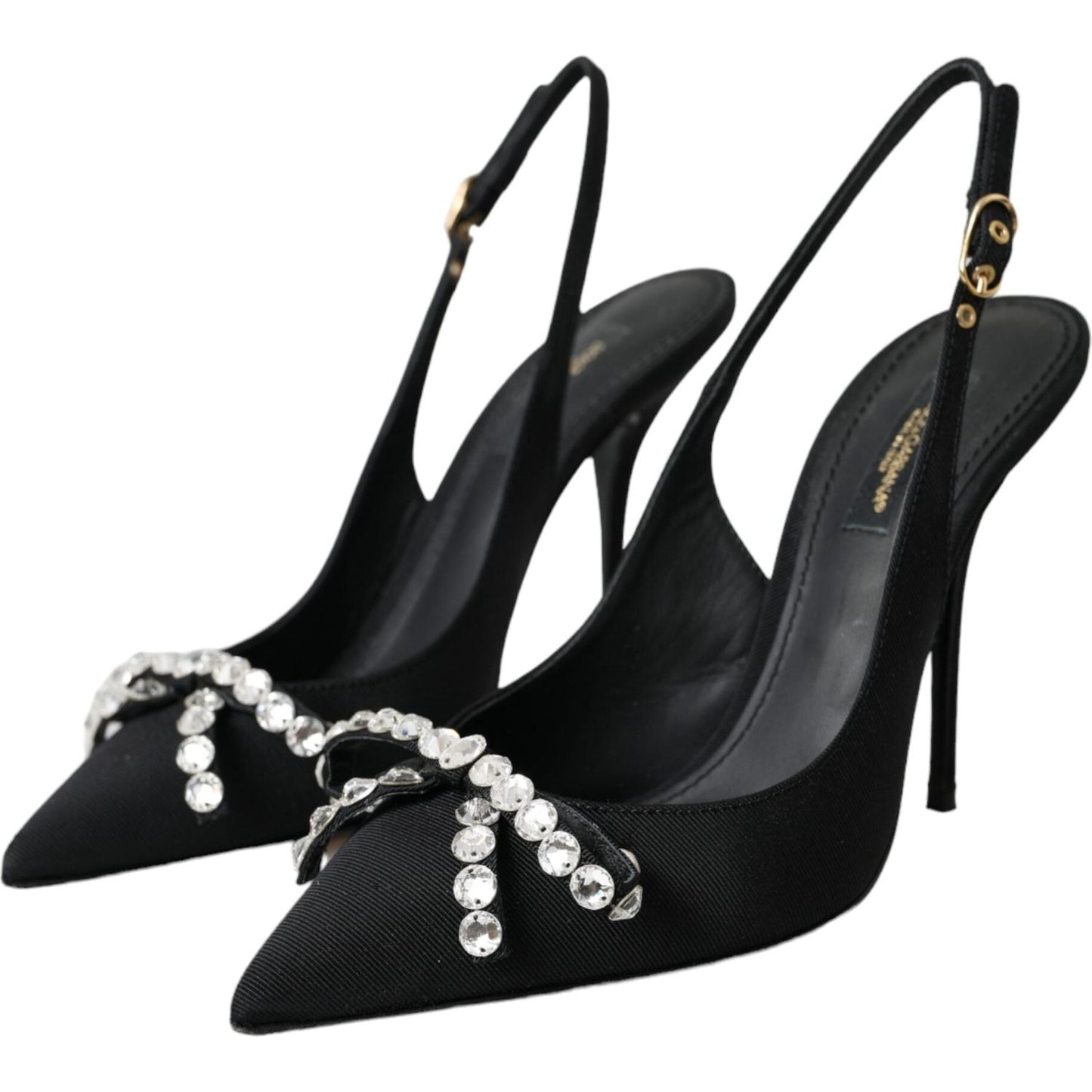 Dolce & Gabbana Black Crystal Embellished Slingback Shoes Dolce & Gabbana