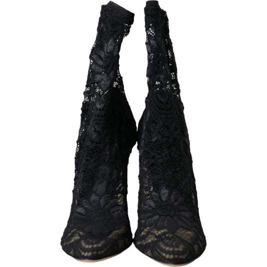 Black Stretch Taormina Lace Boots Shoes