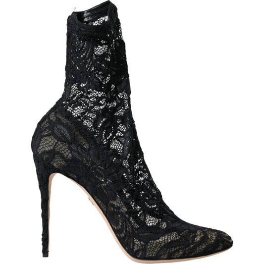 Black Stretch Taormina Lace Boots Shoes