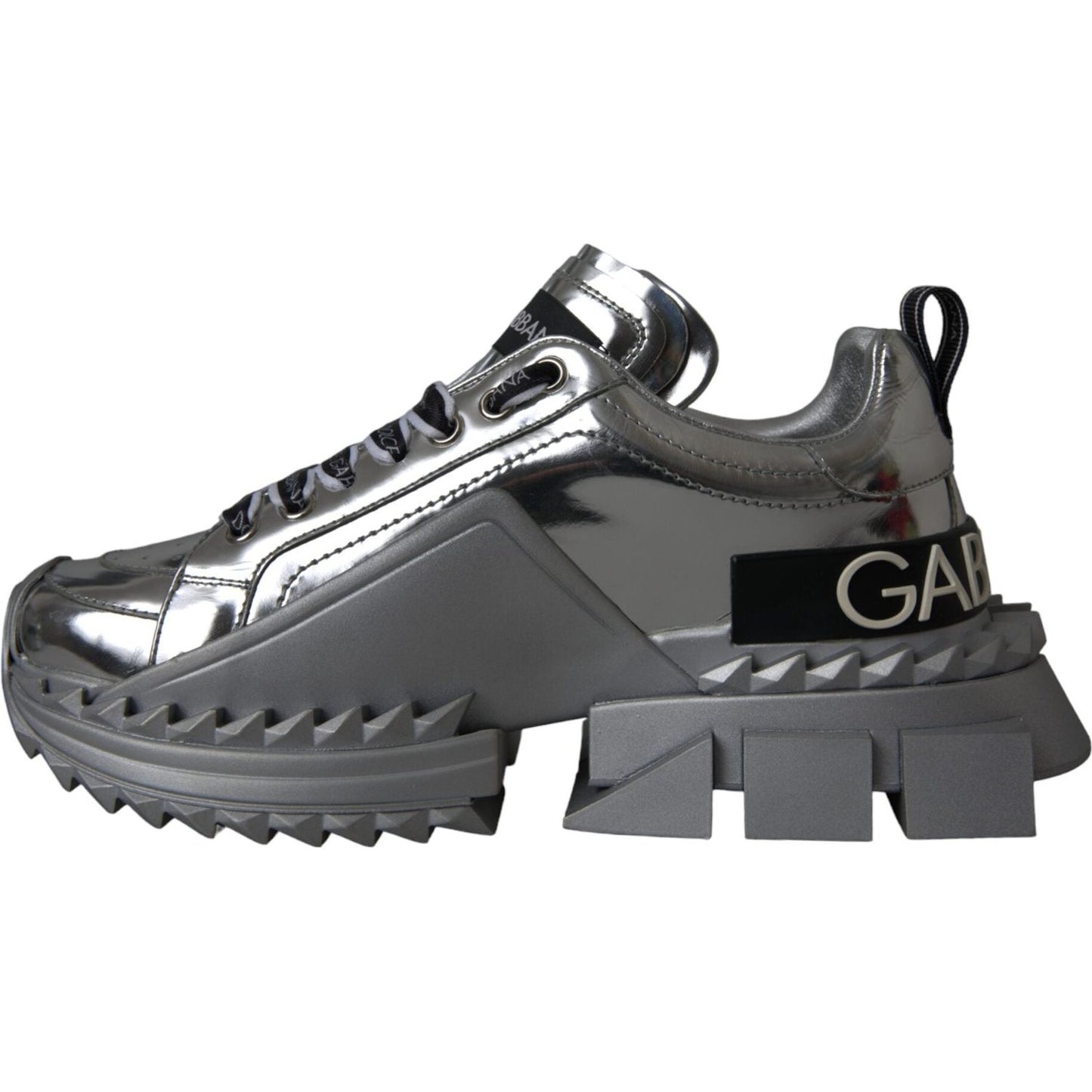 Dolce & Gabbana Silver Leather Super Queen Sneakers Shoes Dolce & Gabbana