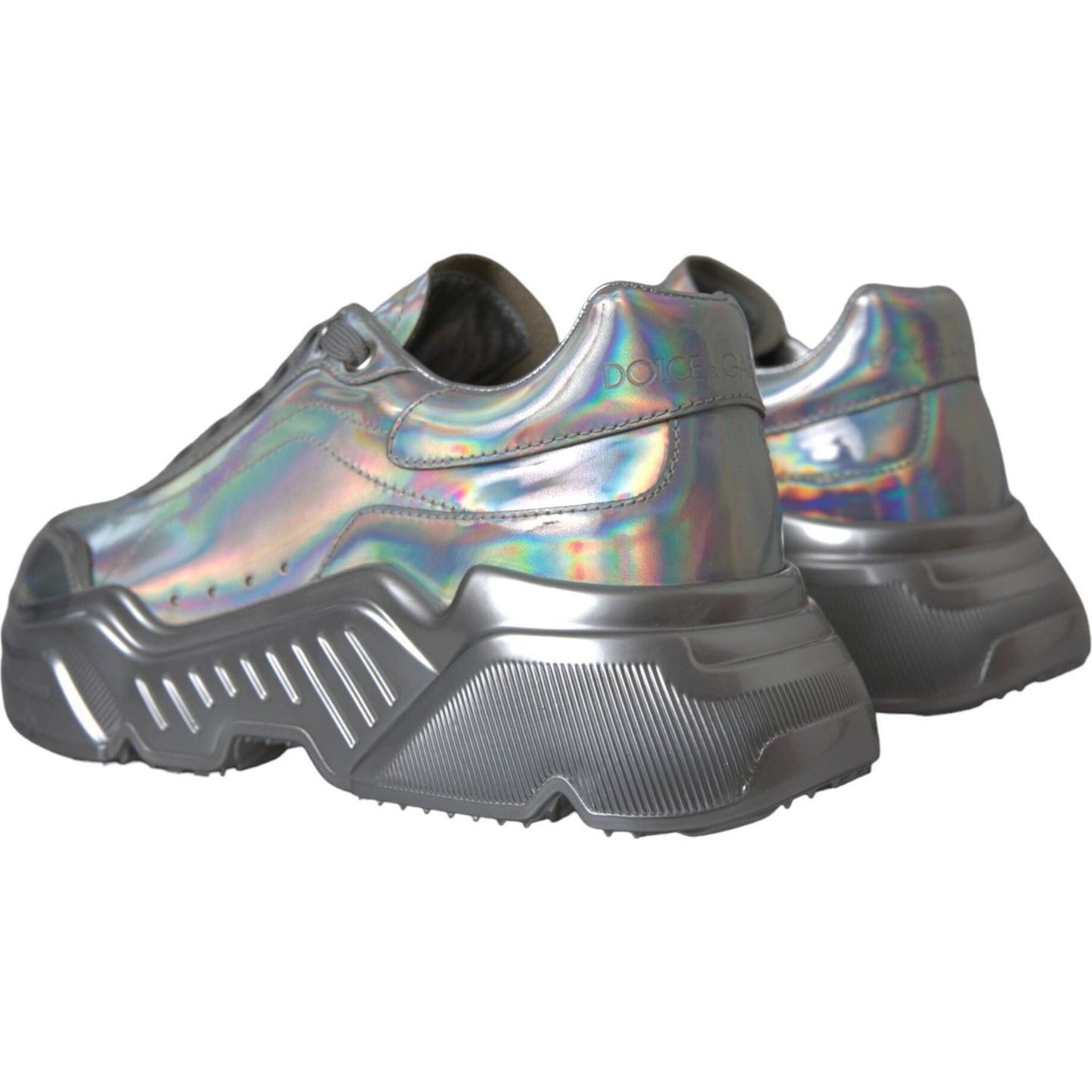 Dolce & Gabbana Silver Iridescent DAYMASTER Leather Sneakers Shoes Dolce & Gabbana