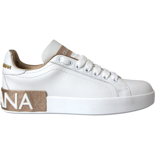 White Portofino Leather Logo Sneaker Shoes