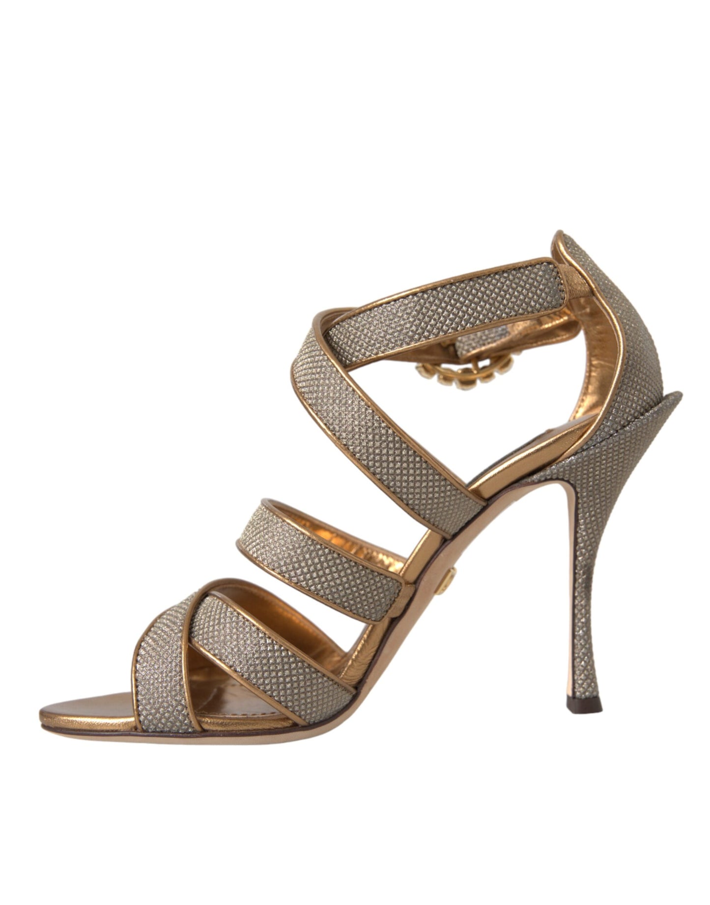 Dolce & Gabbana Bronze Crystal Strap Heels Sandals Shoes Dolce & Gabbana