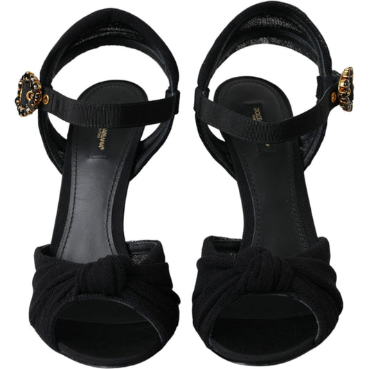 Dolce & Gabbana Black Suede Crystals Keira Sandals Shoes Dolce & Gabbana