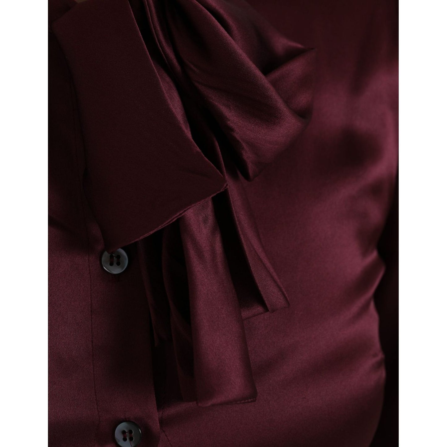 Dolce & Gabbana Maroon Ascot Collar Long Sleeve Top Blouse Dolce & Gabbana