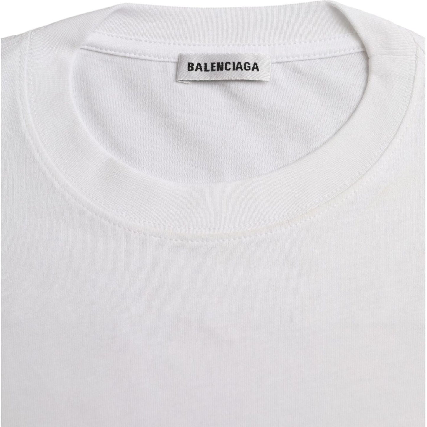 Balenciaga White Cotton Crew Neck Short Sleeves Tee T-shirt Balenciaga