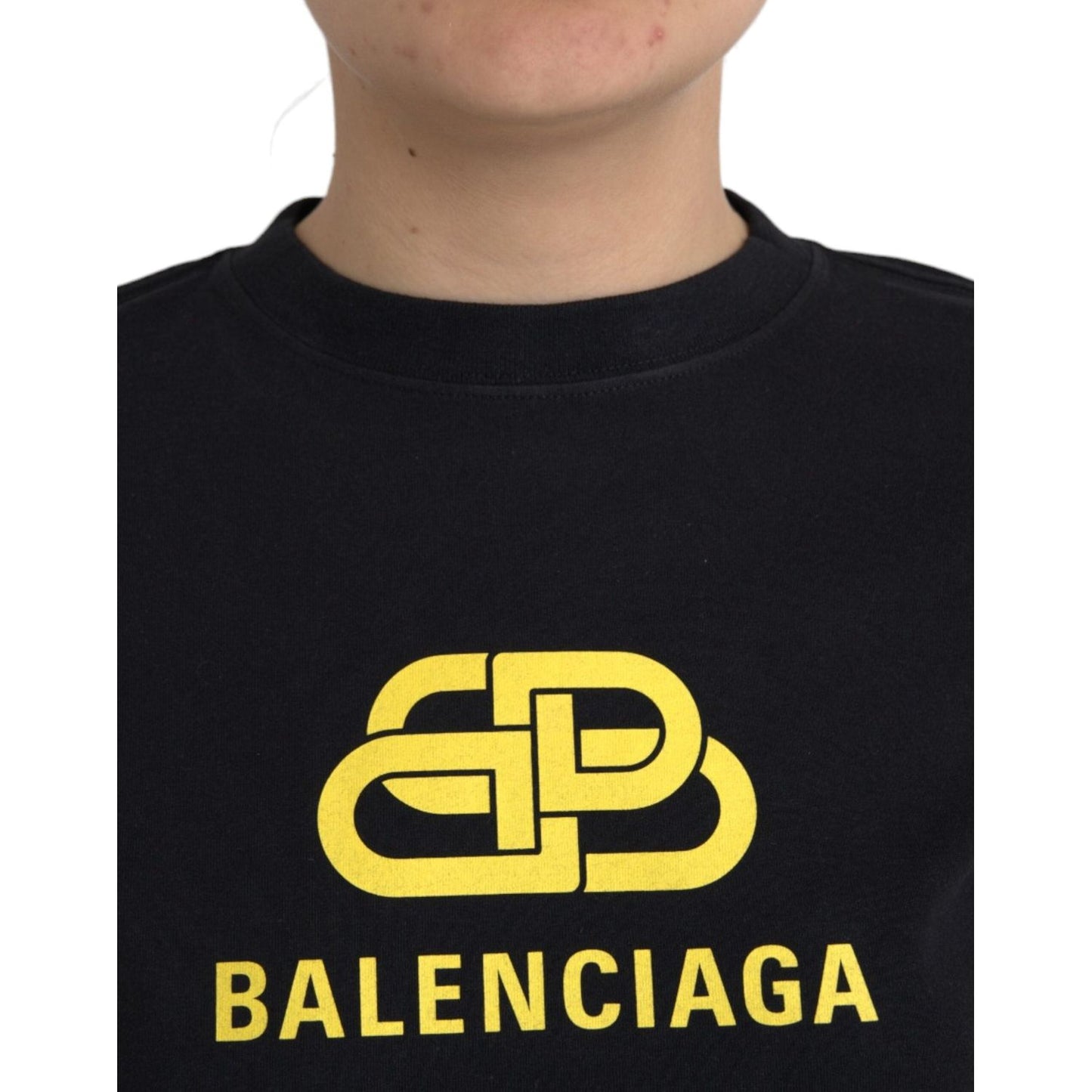 Balenciaga Black Cotton Logo Crew Neck Short Sleeves T-shirt Balenciaga