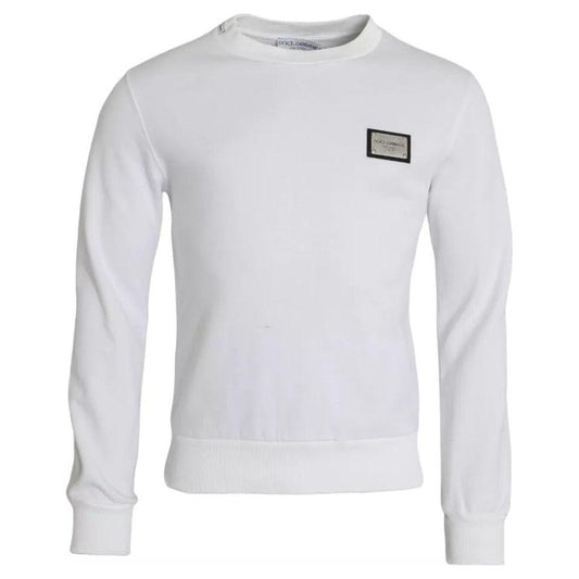 Dolce & Gabbana White Cotton Logo Pullover Sweatshirt Sweater Dolce & Gabbana