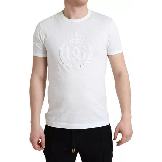 Dolce & Gabbana White Logo Embossed Crew Neck Short Sleeves T-shirt Dolce & Gabbana