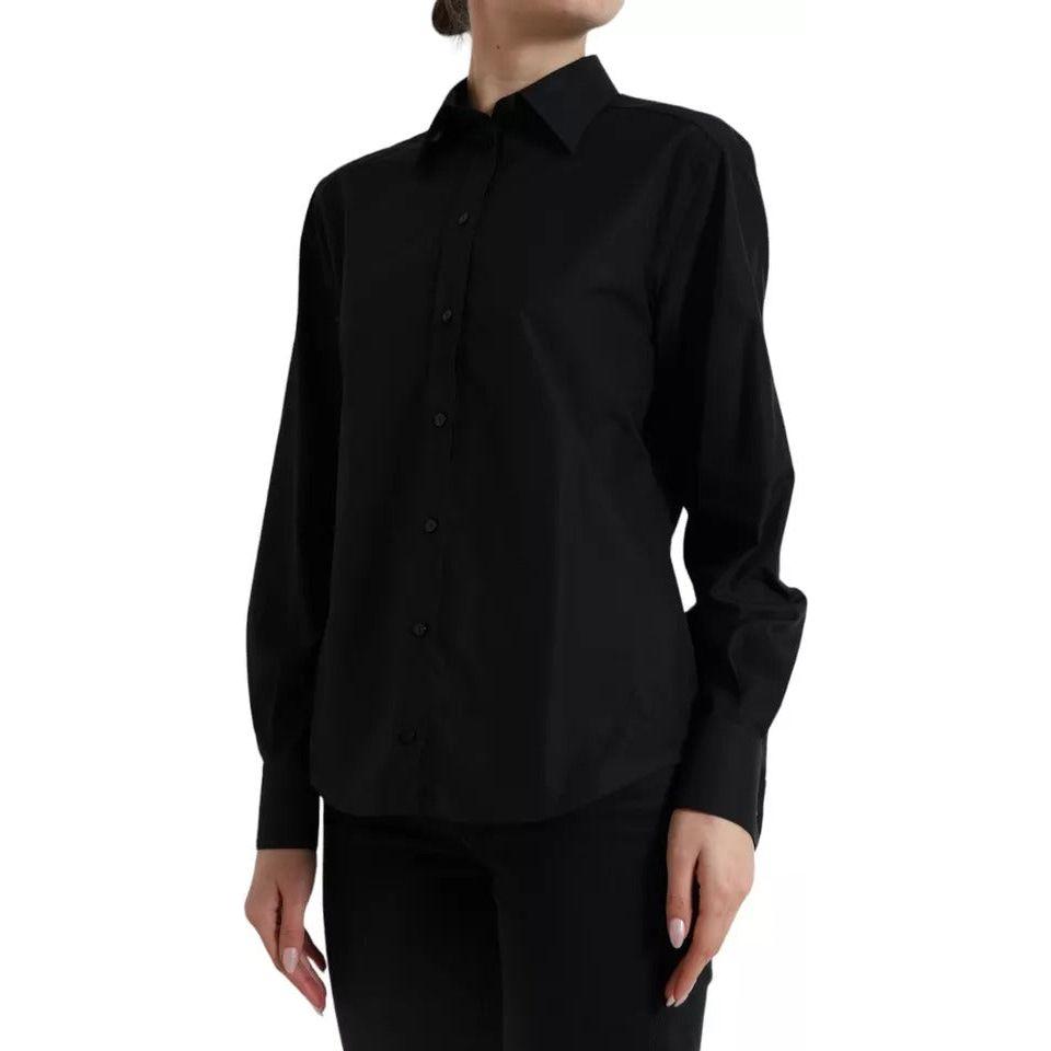 Dolce & Gabbana Black Cotton Collared Formal Dress Shirt Top Dolce & Gabbana