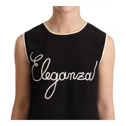 Dolce & Gabbana Black Silk Eleganza Print Sleeveless Tank Top Dolce & Gabbana