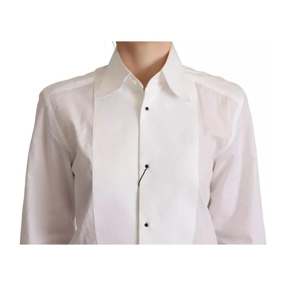 Dolce & Gabbana White Cotton Dress Collared Long Sleeves Shirt Top Dolce & Gabbana