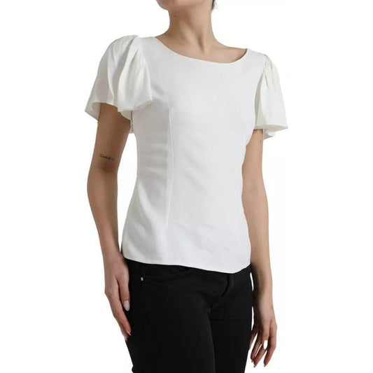 Dolce & Gabbana White Viscose Round Neck Short Sleeves Top Dolce & Gabbana