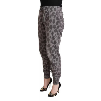 Dolce & Gabbana Gray Leopard Print Sweatpants Jogger Pants