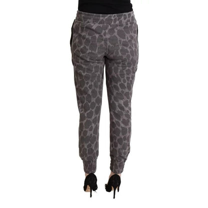 Dolce & Gabbana Gray Leopard Print Sweatpants Jogger Pants