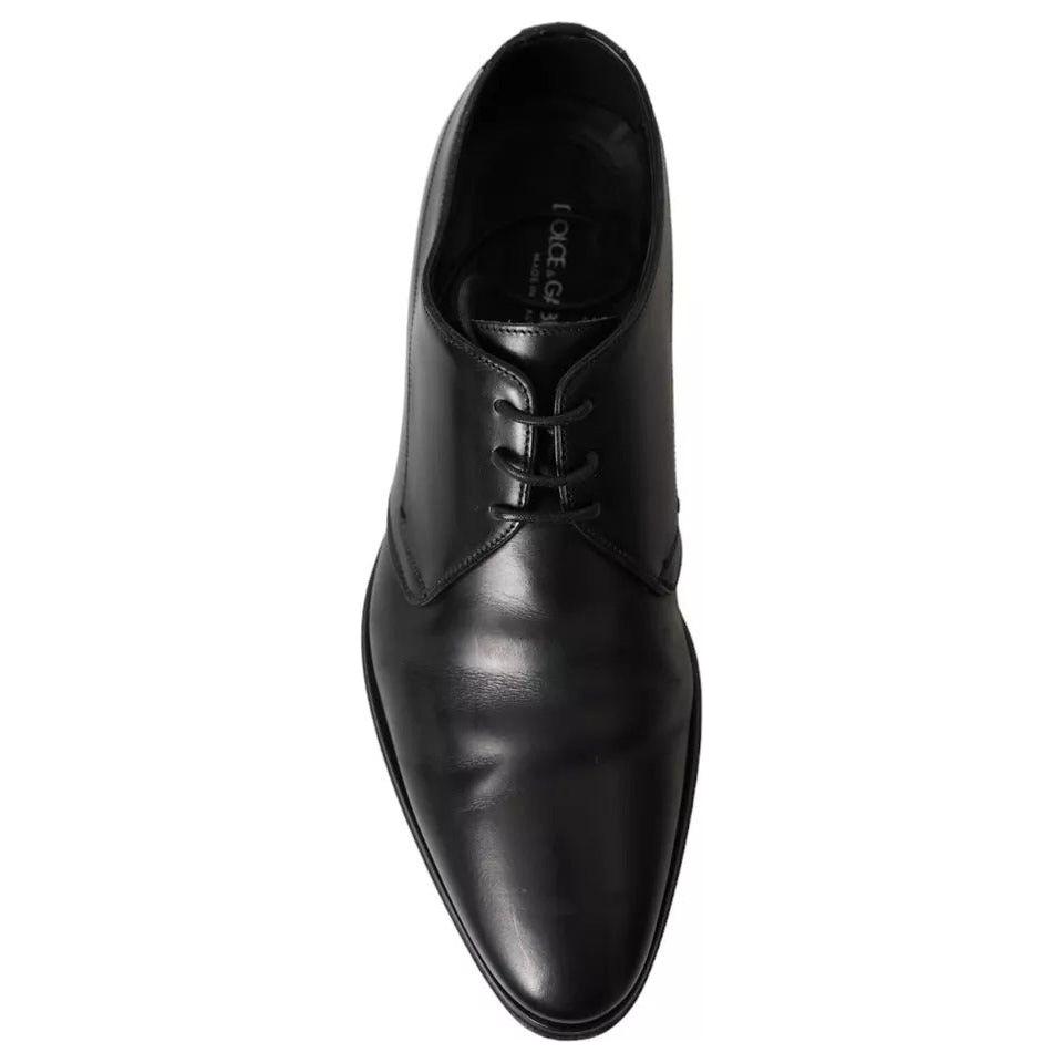 Dolce & Gabbana Black Leather Derby Formal Dress Men Shoes Dolce & Gabbana