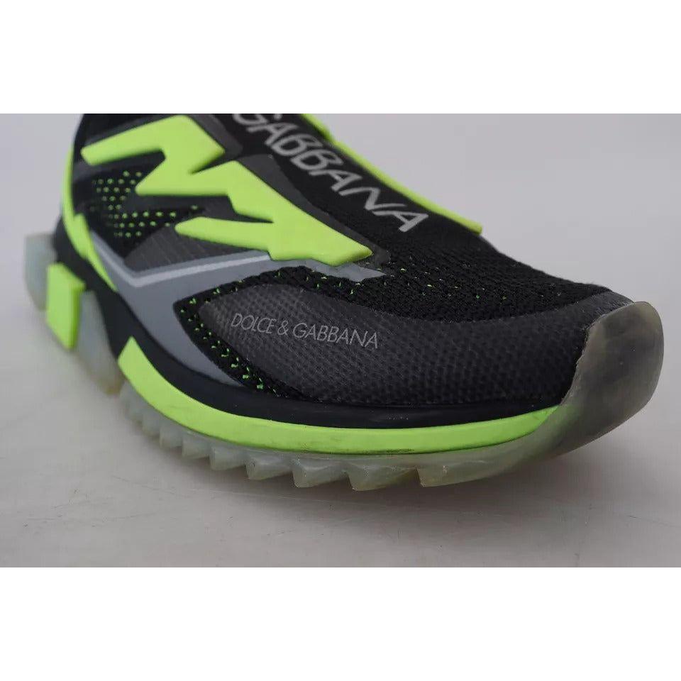 Dolce & Gabbana Black Yellow SORRENTO Sport Stretch Sneakers Shoes Dolce & Gabbana