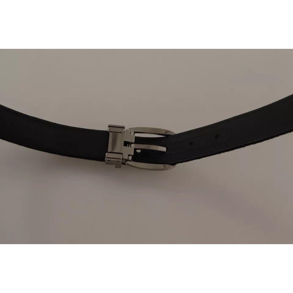 Dolce & Gabbana Black Velvet Silver Tone Metal Buckle Belt Dolce & Gabbana